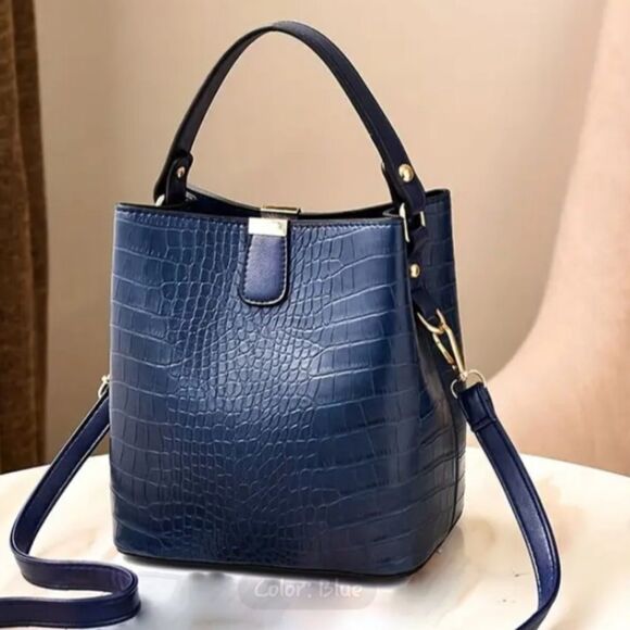Handbags - Stricking Blue Alagator Faux Leather Handbag, Purse, Shoulder Bag, Pocke…